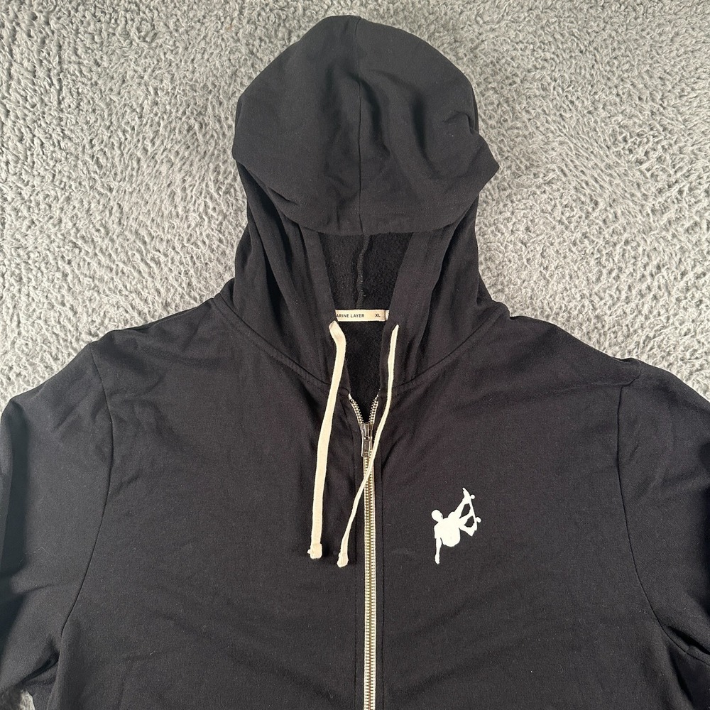 Marine Layer x Tony Hawk Hoodie Mens XL Black Full Zip Cotton Modal Made In USA - Picture 2 of 11